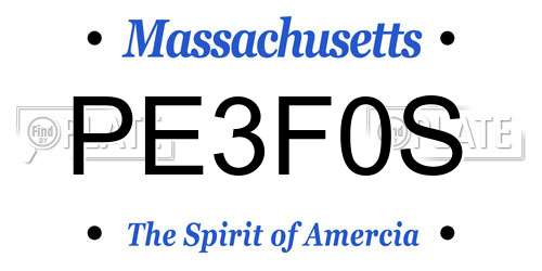 PE3F0S Massachusetts License Plate