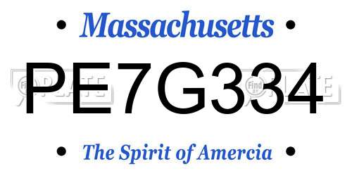 PE7G334 Massachusetts License Plate