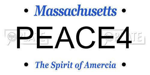 PEACE4 Massachusetts License Plate