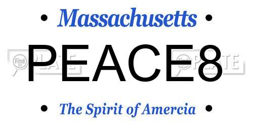 PEACE8 Massachusetts License Plate