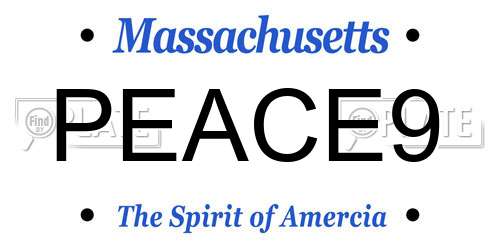 PEACE9 Massachusetts License Plate