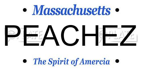 PEACHEZ Massachusetts License Plate