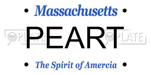 PEART Massachusetts License Plate