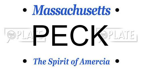 PECK Massachusetts License Plate