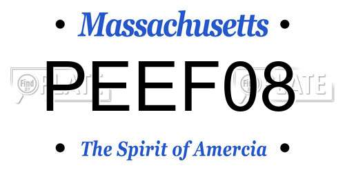PEEF08 Massachusetts License Plate