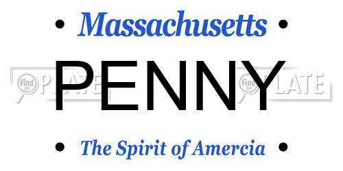 PENNY Massachusetts License Plate