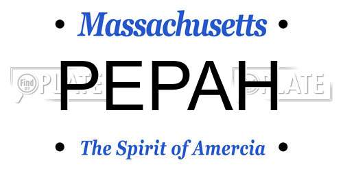 PEPAH Massachusetts License Plate