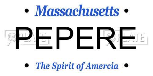 PEPERE Massachusetts License Plate