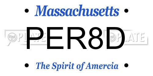 PER8D Massachusetts License Plate