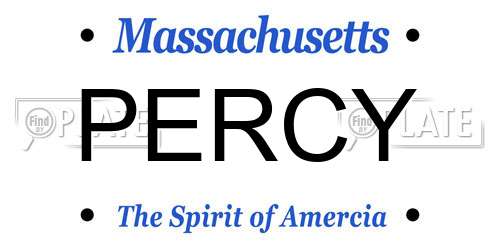 PERCY Massachusetts License Plate