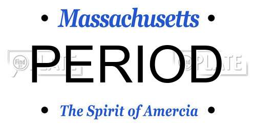 PERIOD Massachusetts License Plate
