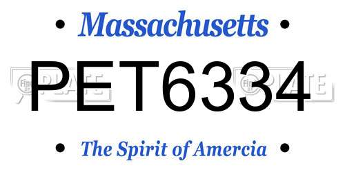 PET6334 Massachusetts License Plate