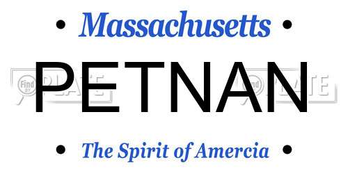 PETNAN Massachusetts License Plate