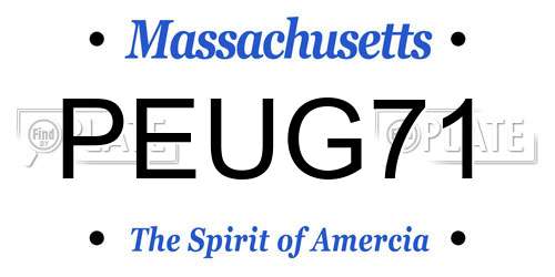 PEUG71 Massachusetts License Plate