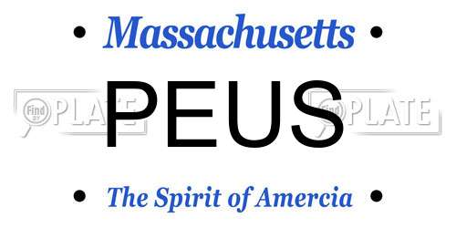 PEUS Massachusetts License Plate
