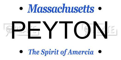 PEYTON Massachusetts License Plate