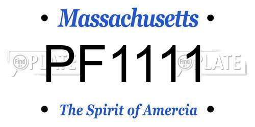 PF1111 Massachusetts License Plate