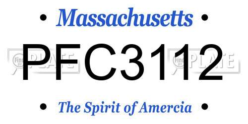 PFC3112 Massachusetts License Plate