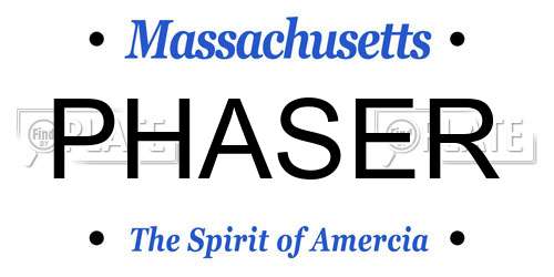 PHASER Massachusetts License Plate