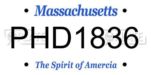 PHD1836 Massachusetts License Plate