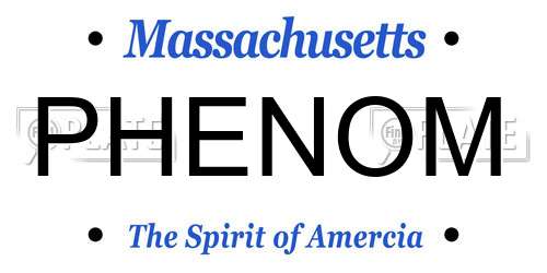 PHENOM Massachusetts License Plate