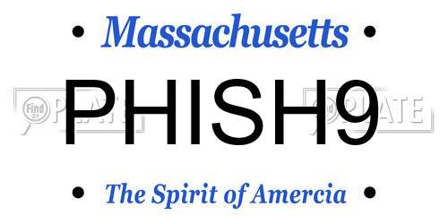 PHISH9 Massachusetts License Plate