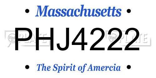 PHJ4222 Massachusetts License Plate