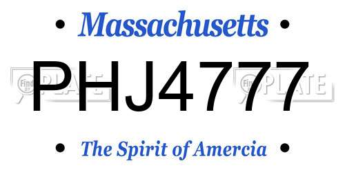 PHJ4777 Massachusetts License Plate