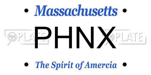 PHNX Massachusetts License Plate