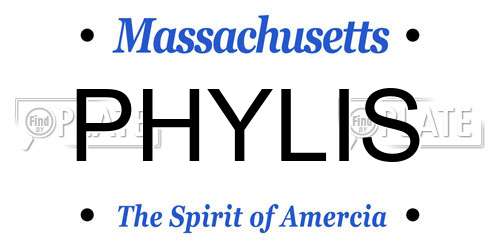 PHYLIS Massachusetts License Plate