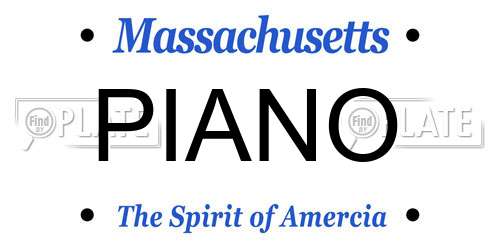 PIANO Massachusetts License Plate