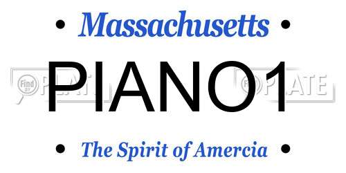PIANO1 Massachusetts License Plate