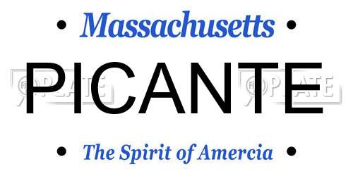 PICANTE Massachusetts License Plate