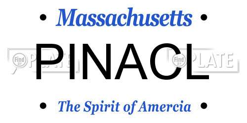 PINACL Massachusetts License Plate