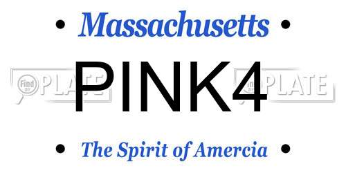 PINK4 Massachusetts License Plate