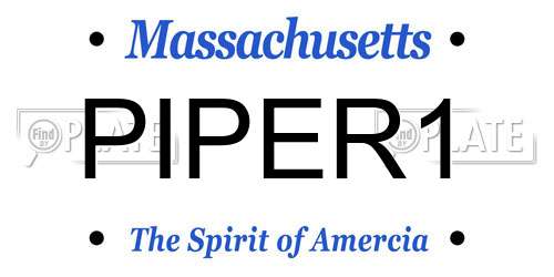 PIPER1 Massachusetts License Plate