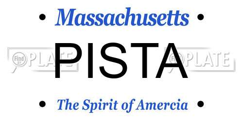 PISTA Massachusetts License Plate