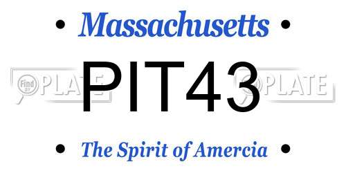 PIT43 Massachusetts License Plate