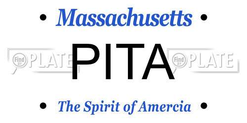 PITA Massachusetts License Plate