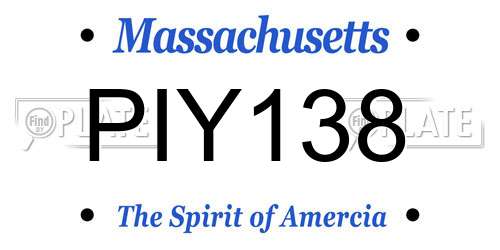 PIY138 Massachusetts License Plate