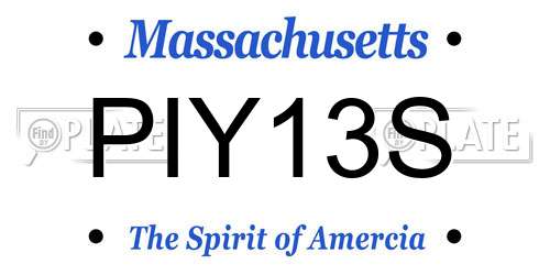PIY13S Massachusetts License Plate