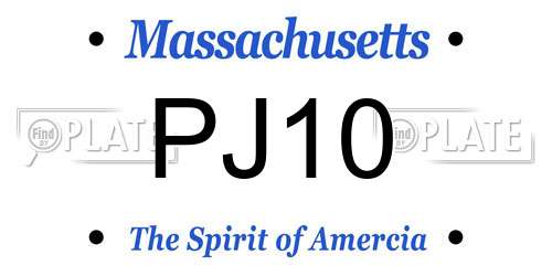 PJ10 Massachusetts License Plate
