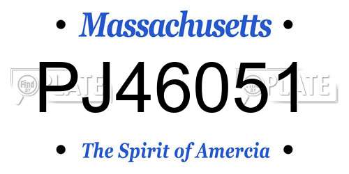 PJ46051 Massachusetts License Plate