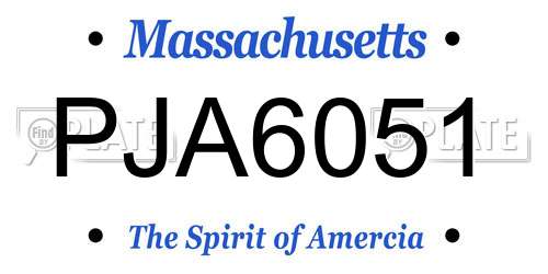 PJA6051 Massachusetts License Plate
