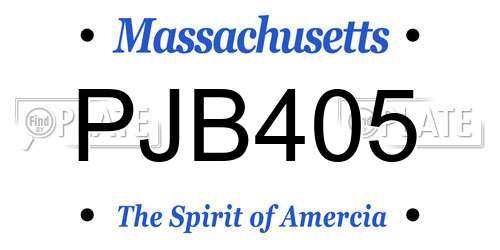 PJB405 Massachusetts License Plate