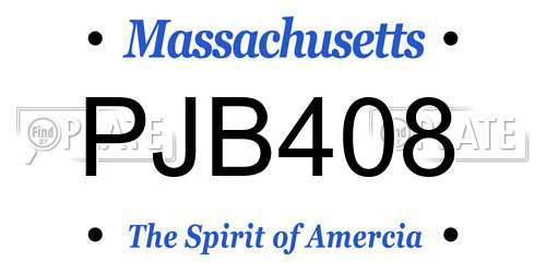 PJB408 Massachusetts License Plate