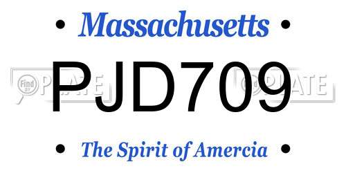 PJD709 Massachusetts License Plate