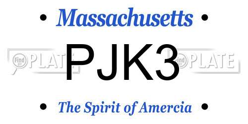 PJK3 Massachusetts License Plate