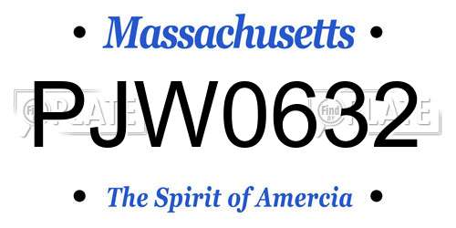 PJW0632 Massachusetts License Plate