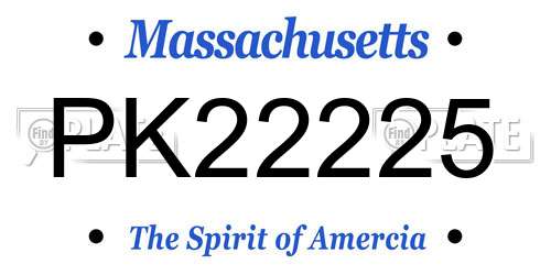 PK22225 Massachusetts License Plate